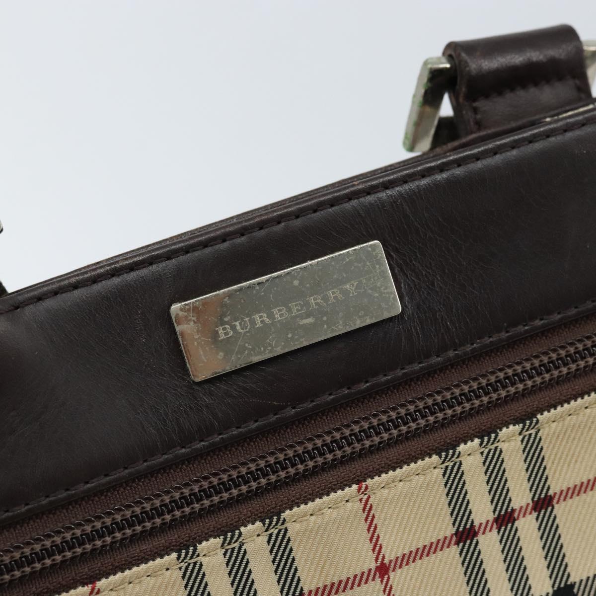 BURBERRY Nova Check Shoulder Bag Canvas Beige Silver Auth ep13530