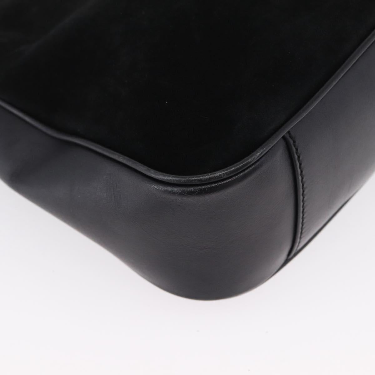 GUCCI Bamboo Hand Bag Suede Black Gold 001 3754 1638 Auth ep13532