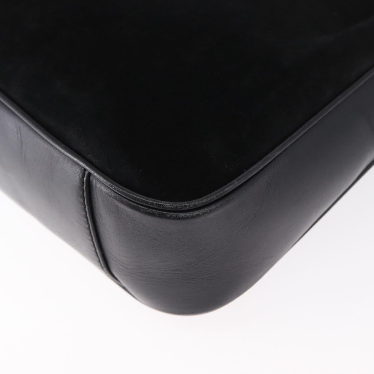 GUCCI Bamboo Hand Bag Suede Black Gold 001 3754 1638 Auth ep13532
