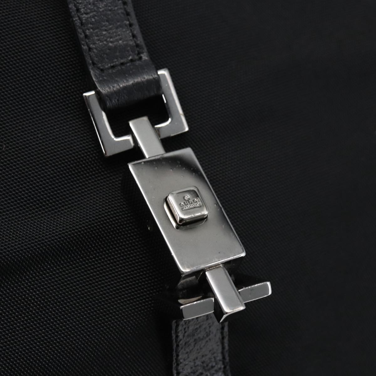 GUCCI Jackie Shoulder Bag Nylon Black Silver Auth ep13535