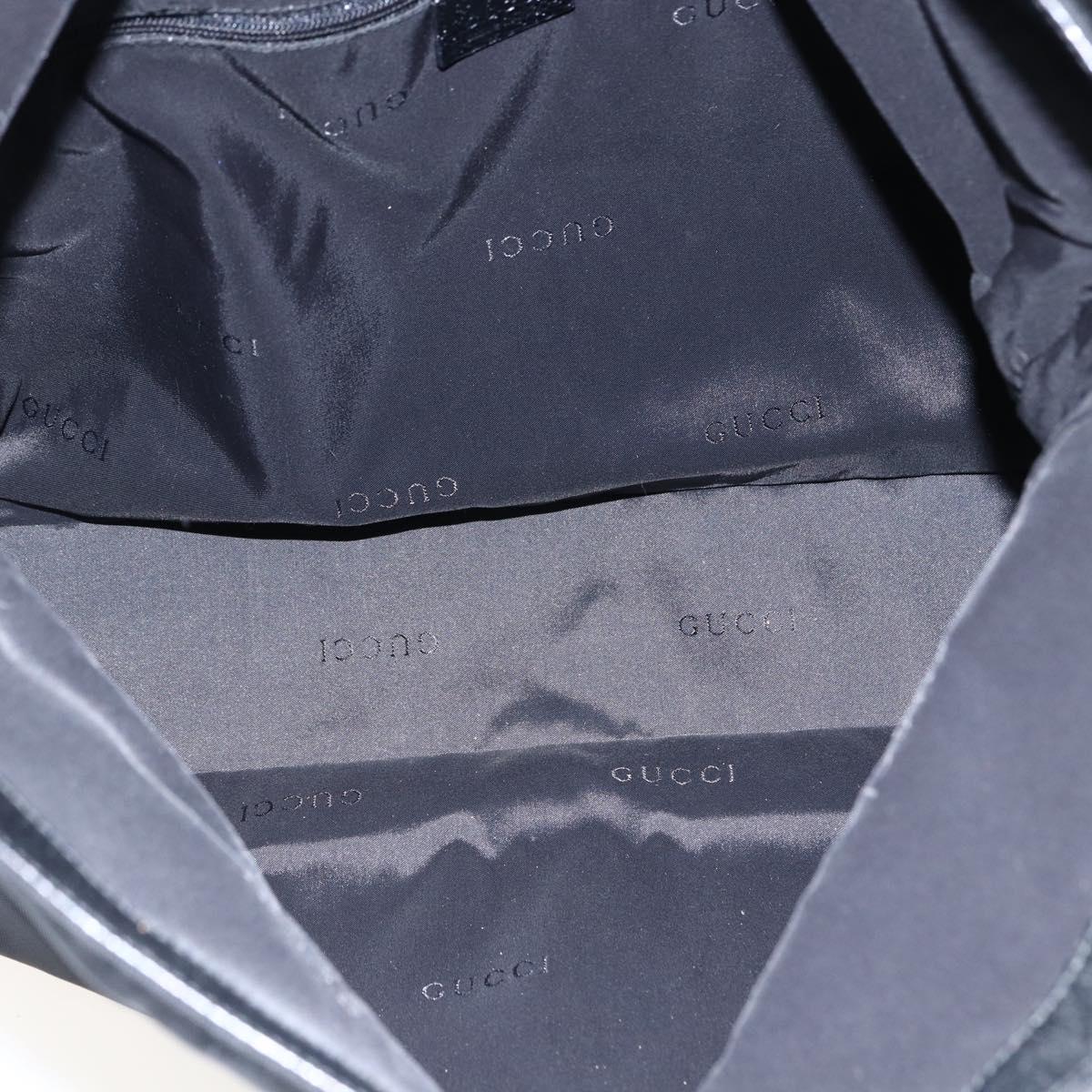 GUCCI Jackie Shoulder Bag Nylon Black Silver Auth ep13535