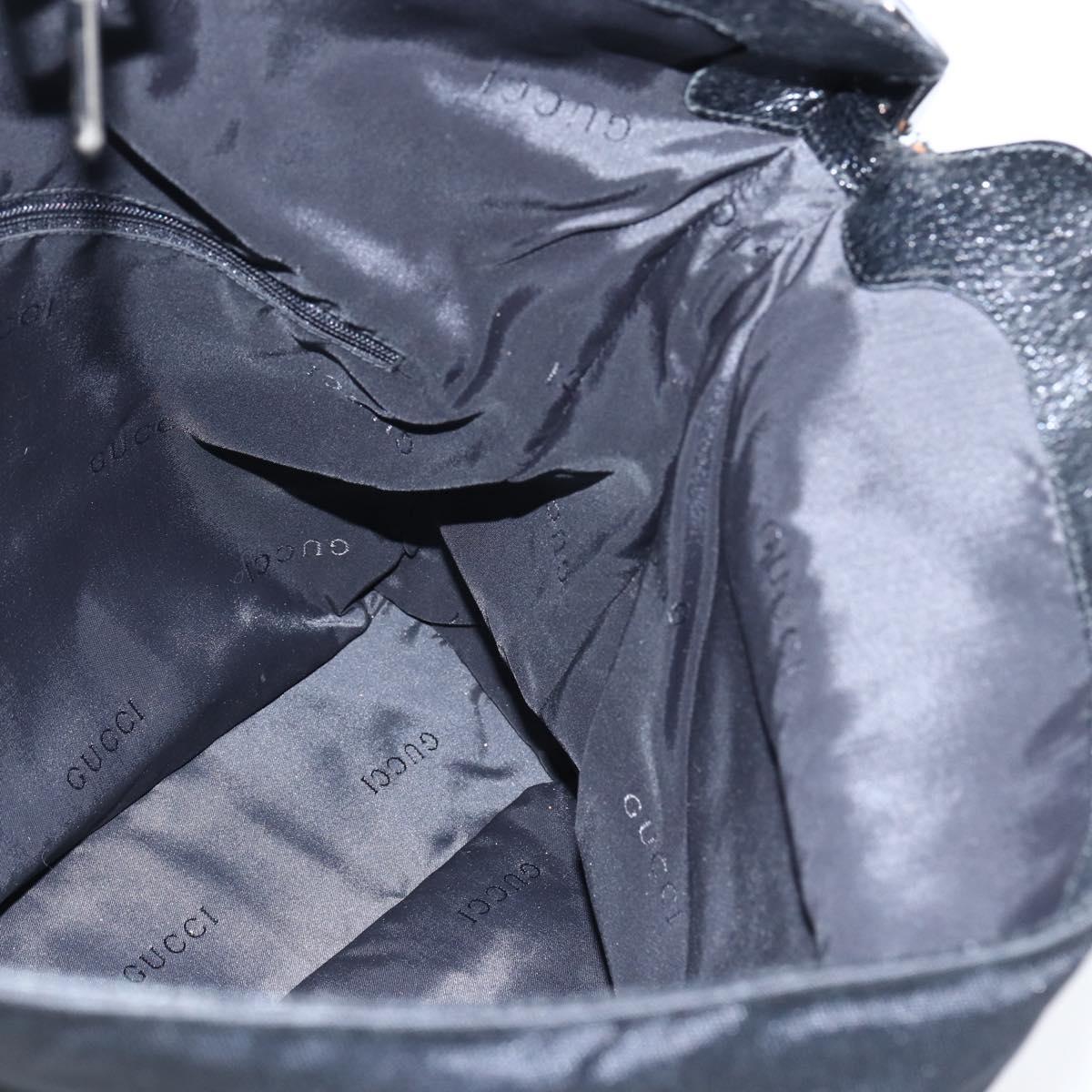 GUCCI Jackie Shoulder Bag Nylon Black Silver Auth ep13535