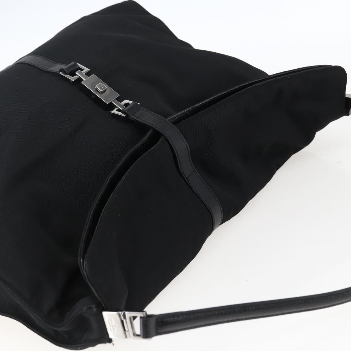 GUCCI Jackie Shoulder Bag Nylon Black Silver Auth ep13535