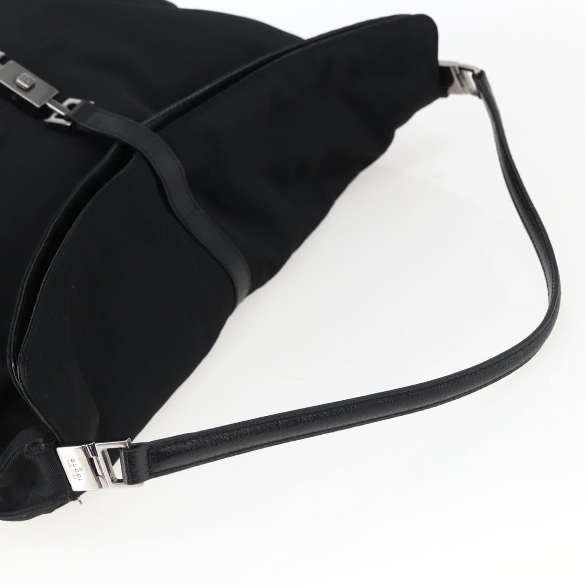 GUCCI Jackie Shoulder Bag Nylon Black Silver Auth ep13535