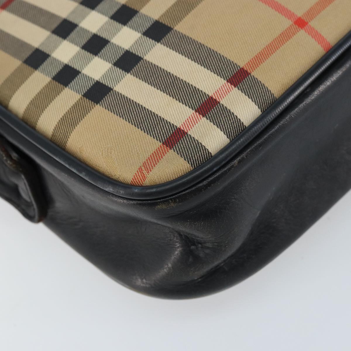 Burberrys Nova Check Shoulder Bag Canvas Beige Gold Auth ep13544