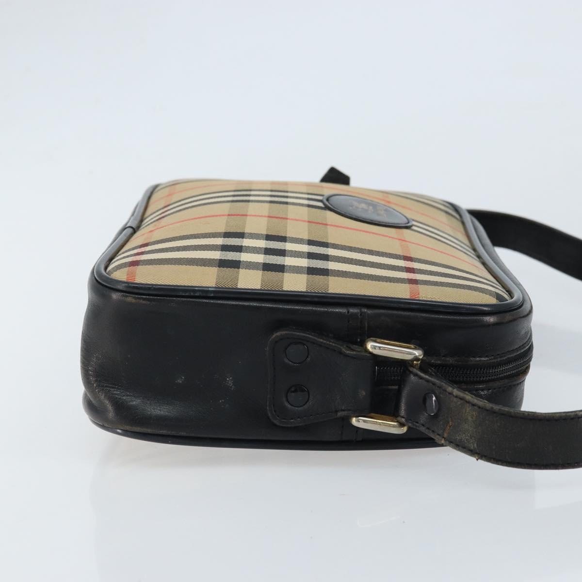 Burberrys Nova Check Shoulder Bag Canvas Beige Gold Auth ep13544