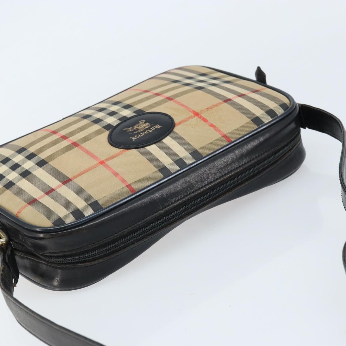 Burberrys Nova Check Shoulder Bag Canvas Beige Gold Auth ep13544