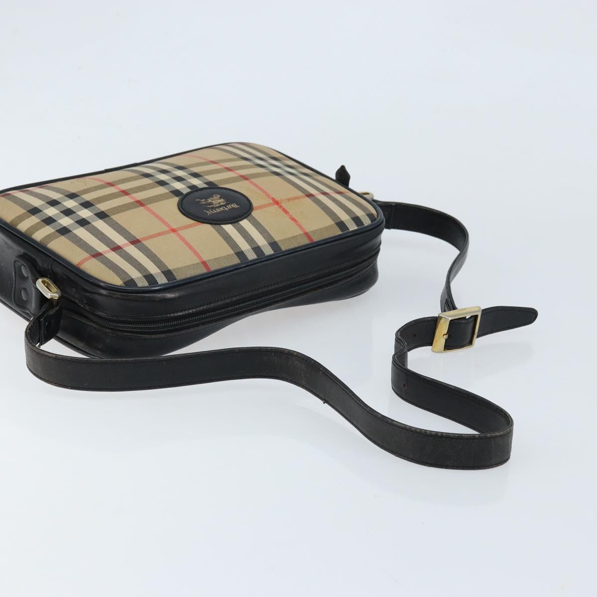 Burberrys Nova Check Shoulder Bag Canvas Beige Gold Auth ep13544
