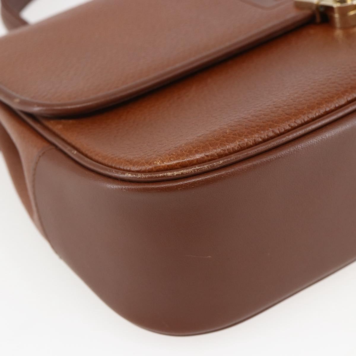 Burberrys Hand Bag Leather Brown Gold Auth ep13546