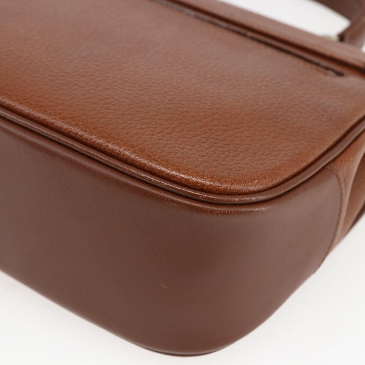 Burberrys Hand Bag Leather Brown Gold Auth ep13546