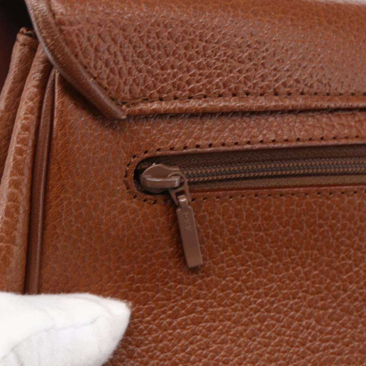 Burberrys Hand Bag Leather Brown Gold Auth ep13546