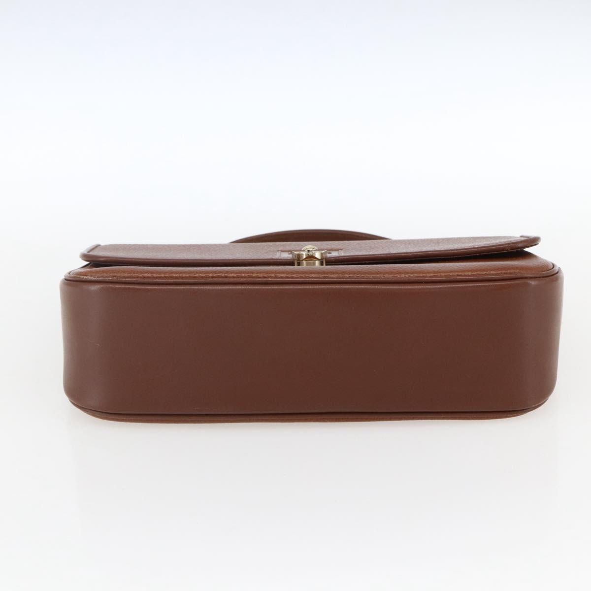 Burberrys Hand Bag Leather Brown Gold Auth ep13546