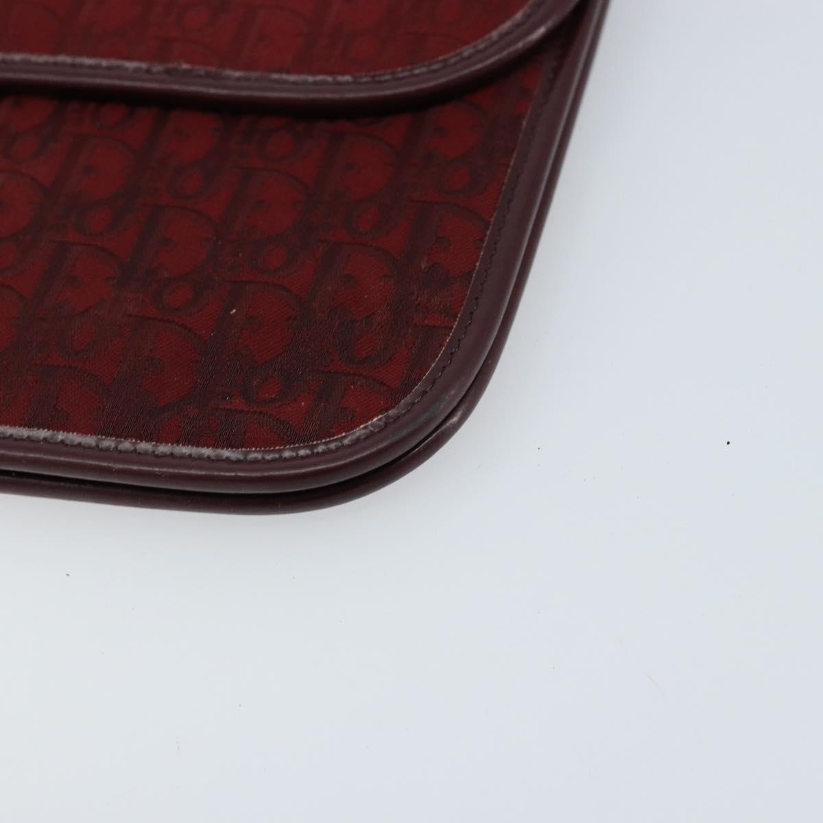 Christian Dior Trotter Canvas Shoulder Bag Bordeaux Gold Auth ep13551