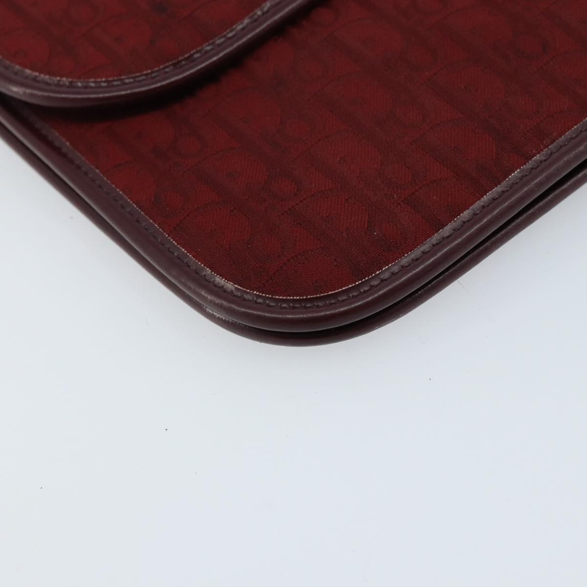 Christian Dior Trotter Canvas Shoulder Bag Bordeaux Gold Auth ep13551