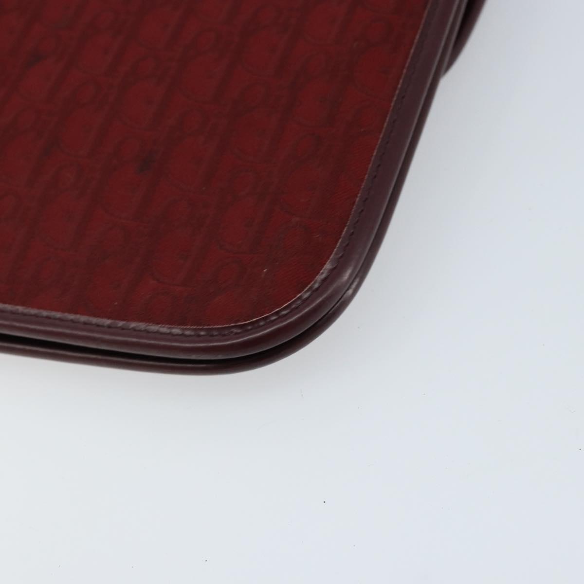 Christian Dior Trotter Canvas Shoulder Bag Bordeaux Gold Auth ep13551