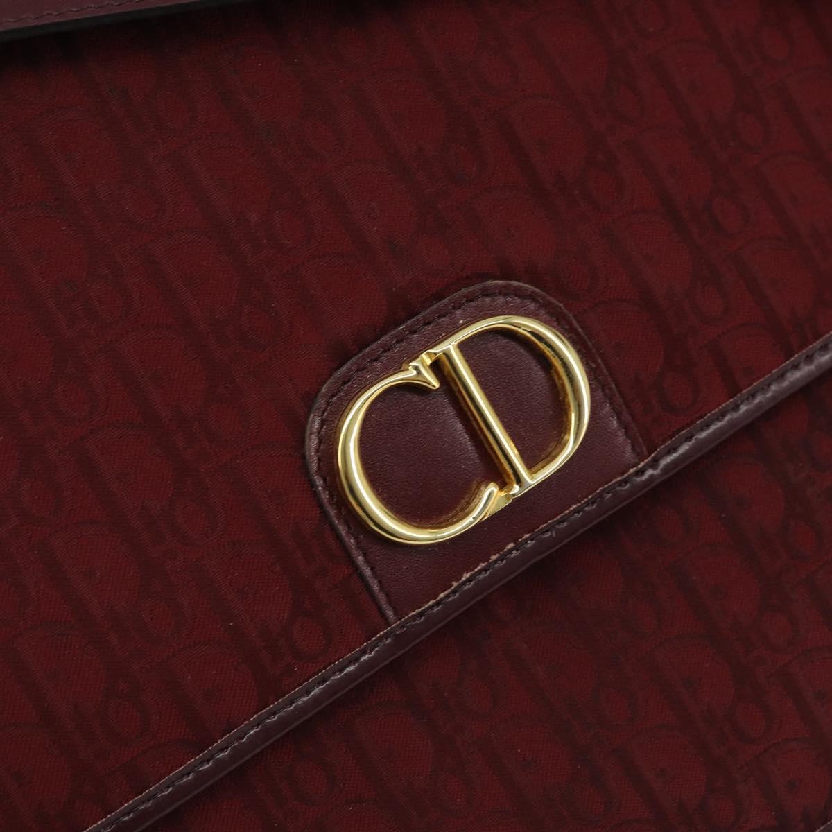 Christian Dior Trotter Canvas Shoulder Bag Bordeaux Gold Auth ep13551
