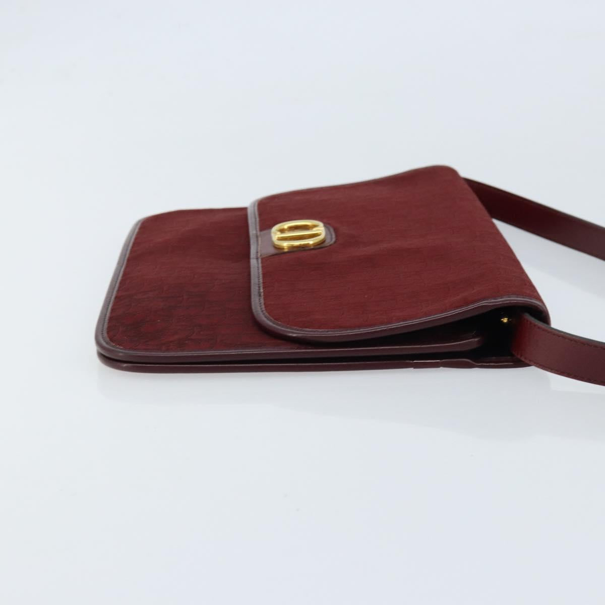 Christian Dior Trotter Canvas Shoulder Bag Bordeaux Gold Auth ep13551