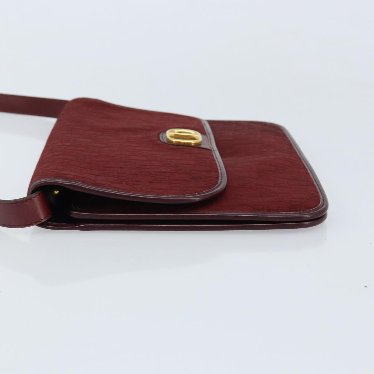 Christian Dior Trotter Canvas Shoulder Bag Bordeaux Gold Auth ep13551