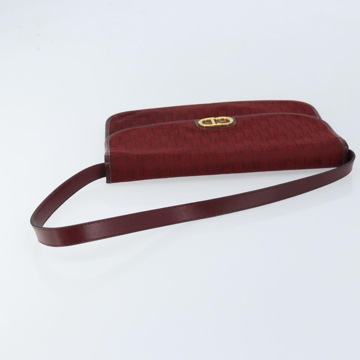 Christian Dior Trotter Canvas Shoulder Bag Bordeaux Gold Auth ep13551
