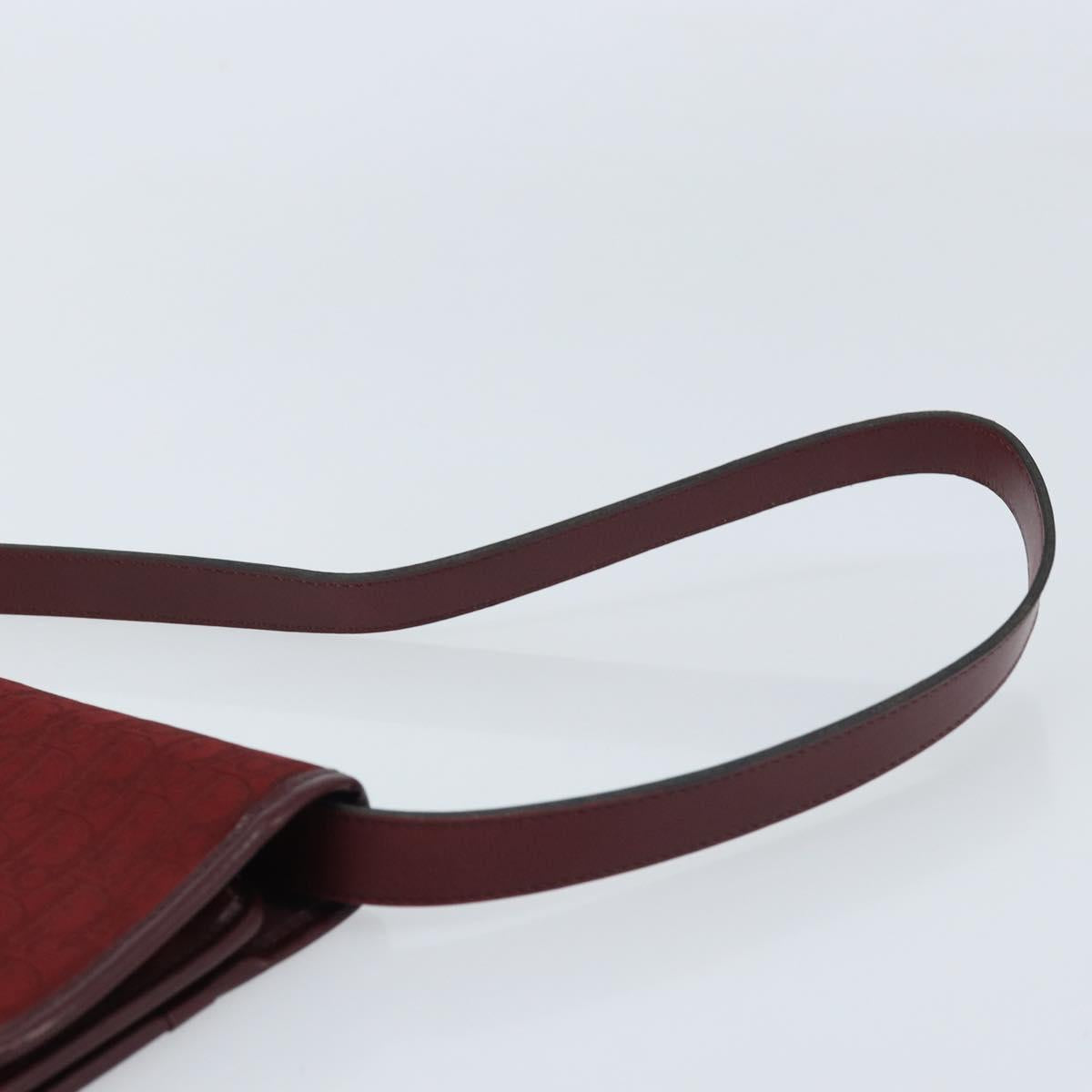 Christian Dior Trotter Canvas Shoulder Bag Bordeaux Gold Auth ep13551