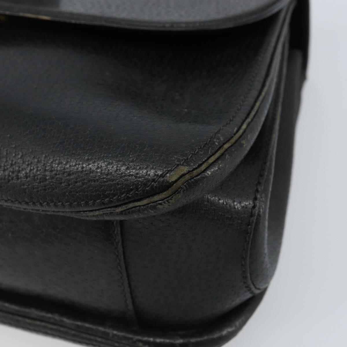 GUCCI Bamboo Hand Bag Leather Black Gold Auth ep13556