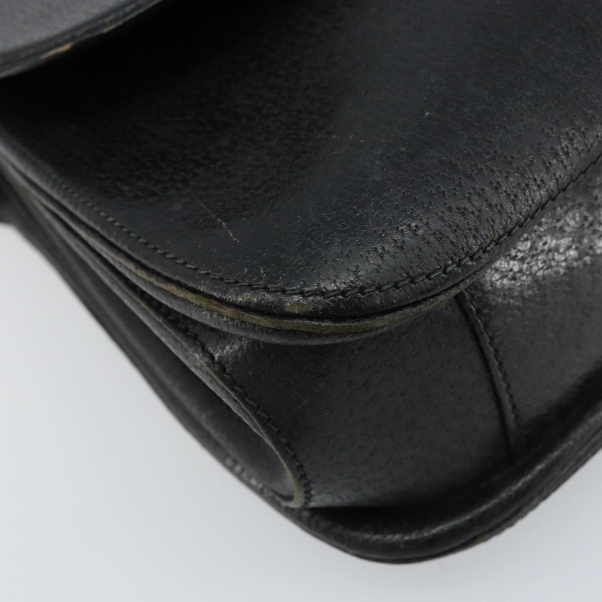 GUCCI Bamboo Hand Bag Leather Black Gold Auth ep13556
