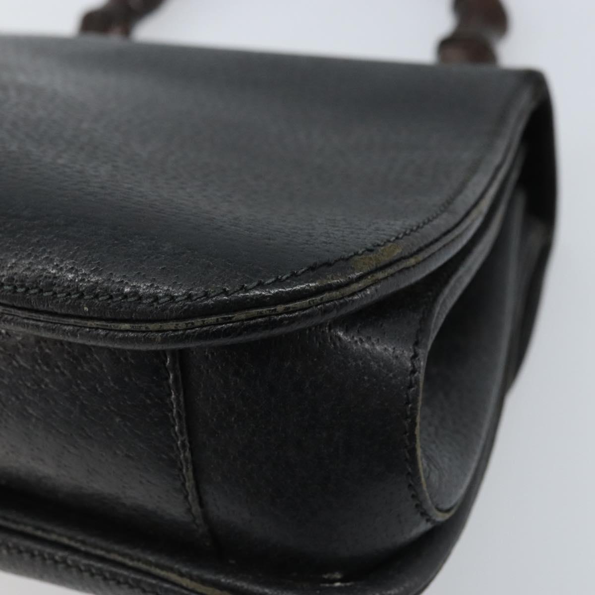 GUCCI Bamboo Hand Bag Leather Black Gold Auth ep13556