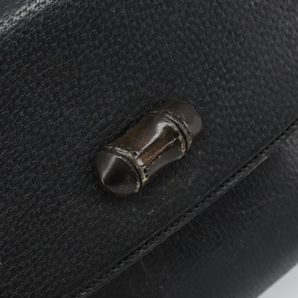GUCCI Bamboo Hand Bag Leather Black Gold Auth ep13556