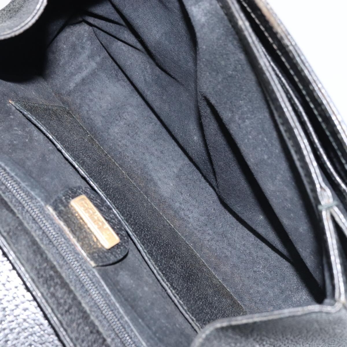GUCCI Bamboo Hand Bag Leather Black Gold Auth ep13556