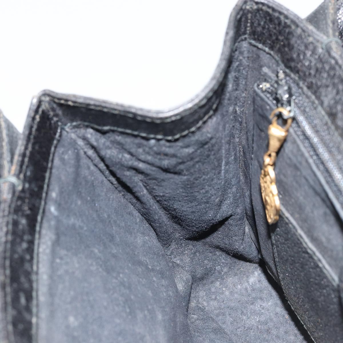 GUCCI Bamboo Hand Bag Leather Black Gold Auth ep13556
