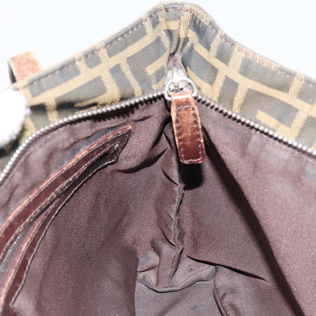 FENDI Zucca Canvas Tote Bag Brown Black Auth ep13557