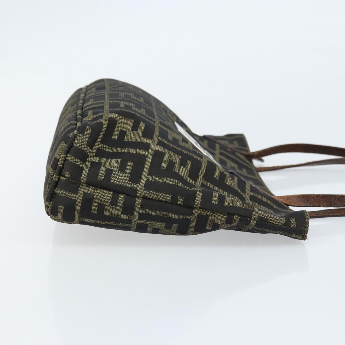 FENDI Zucca Canvas Tote Bag Brown Black Auth ep13557