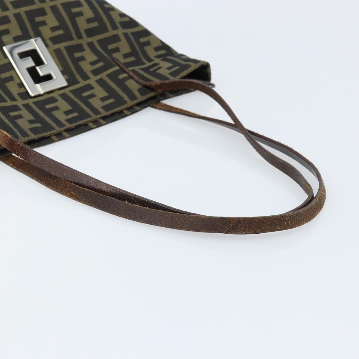 FENDI Zucca Canvas Tote Bag Brown Black Auth ep13557