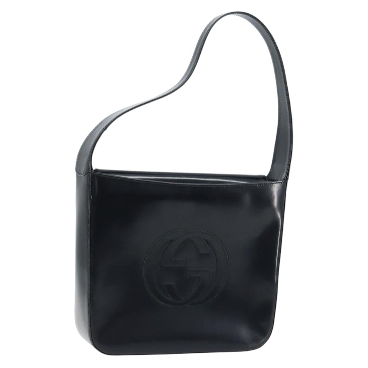 GUCCI Shoulder Bag Patent leather Black Silver 000 1186 0506 Auth ep13558