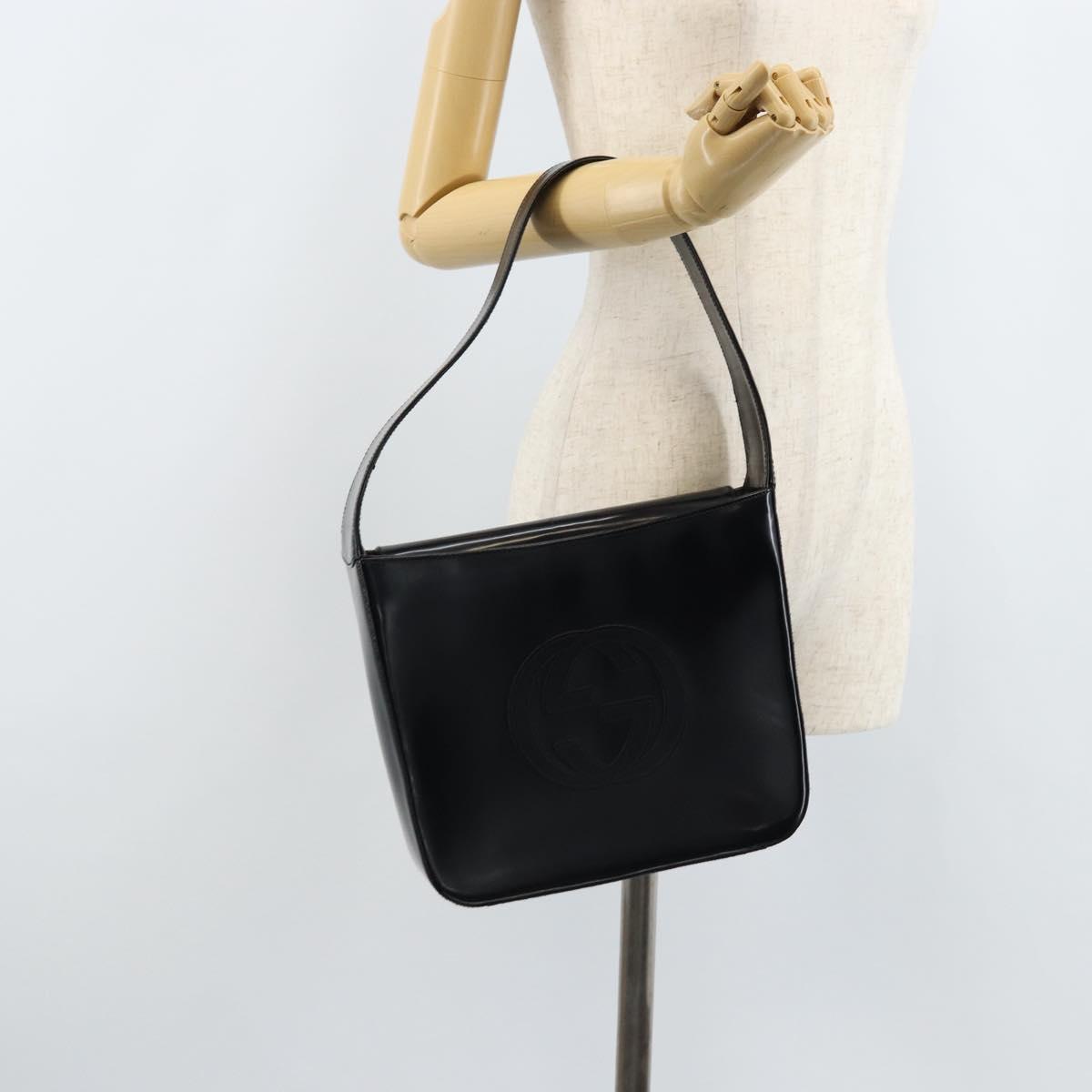 GUCCI Shoulder Bag Patent leather Black Silver 000 1186 0506 Auth ep13558