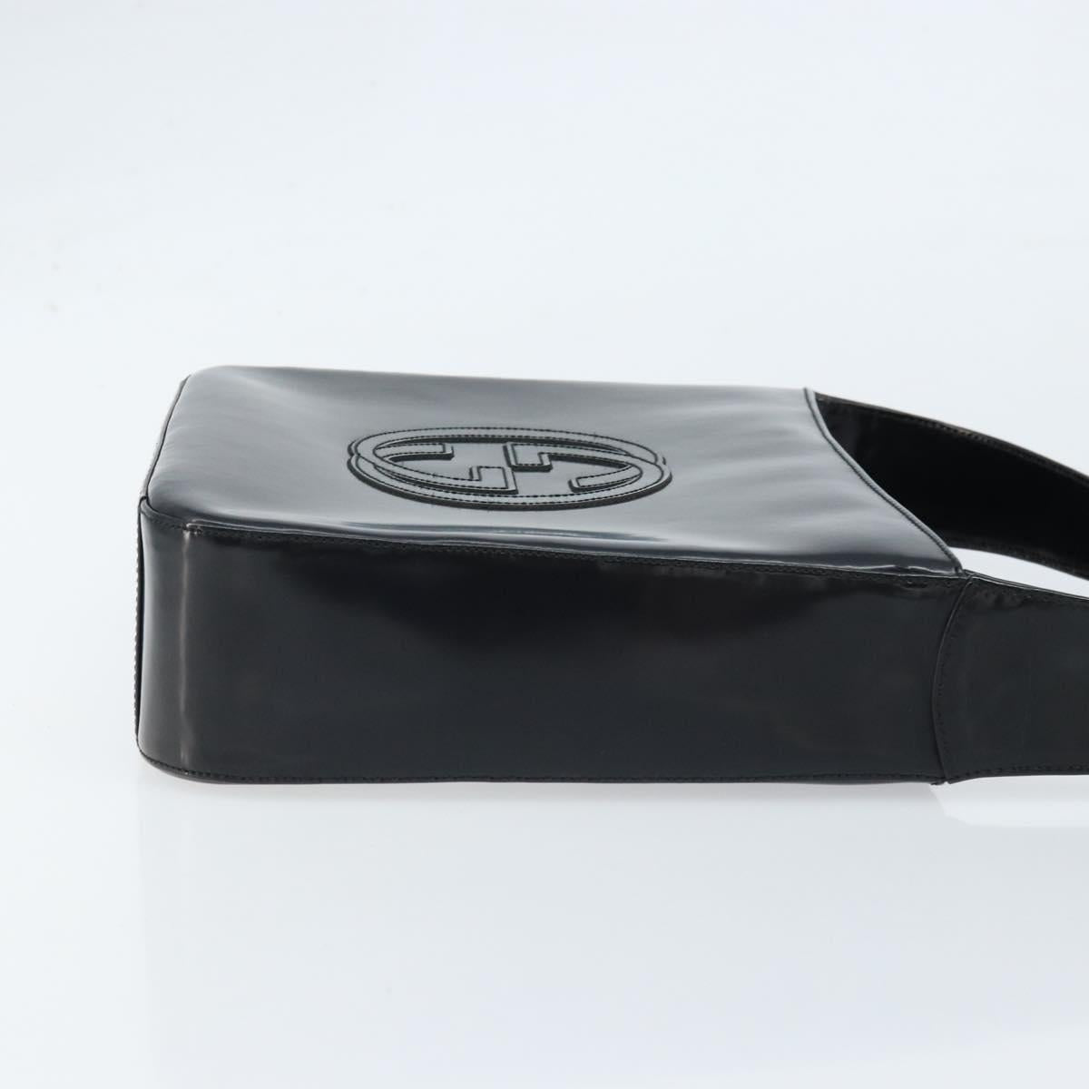 GUCCI Shoulder Bag Patent leather Black Silver 000 1186 0506 Auth ep13558