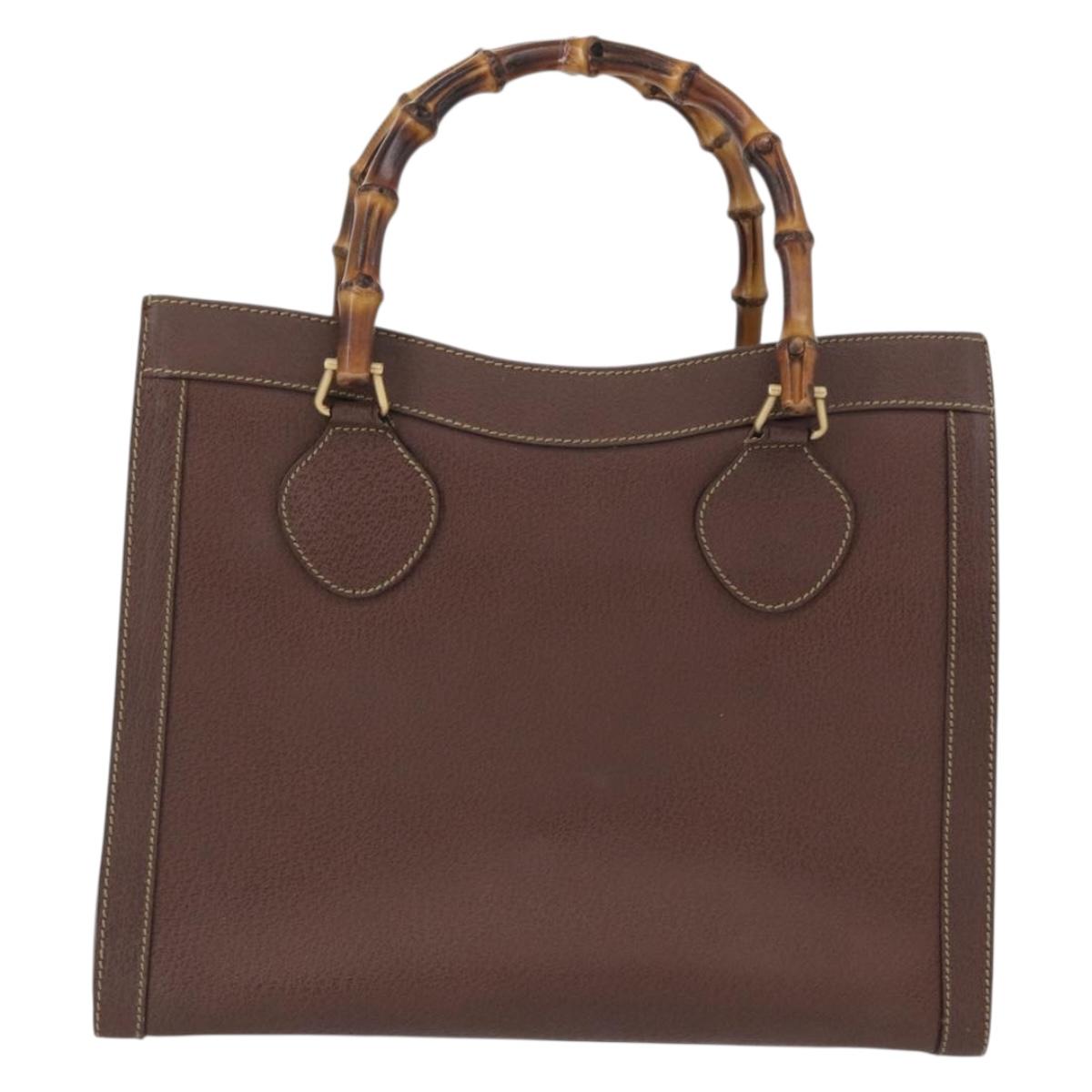 GUCCI Bamboo Hand Bag Leather Beige Gold 002 1186 0260 Auth ep13559