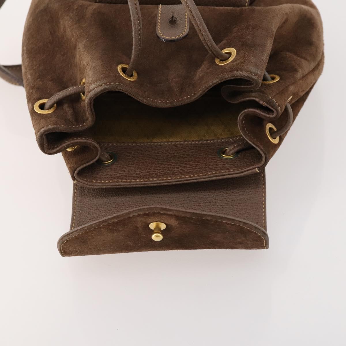 GUCCI Bamboo Backpack Suede Brown Gold 003 2058 0030 Auth ep13565