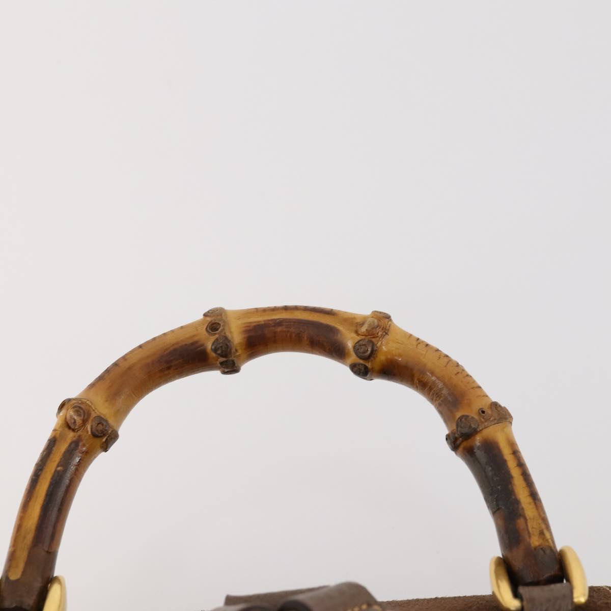GUCCI Bamboo Backpack Suede Brown Gold 003 2058 0030 Auth ep13565