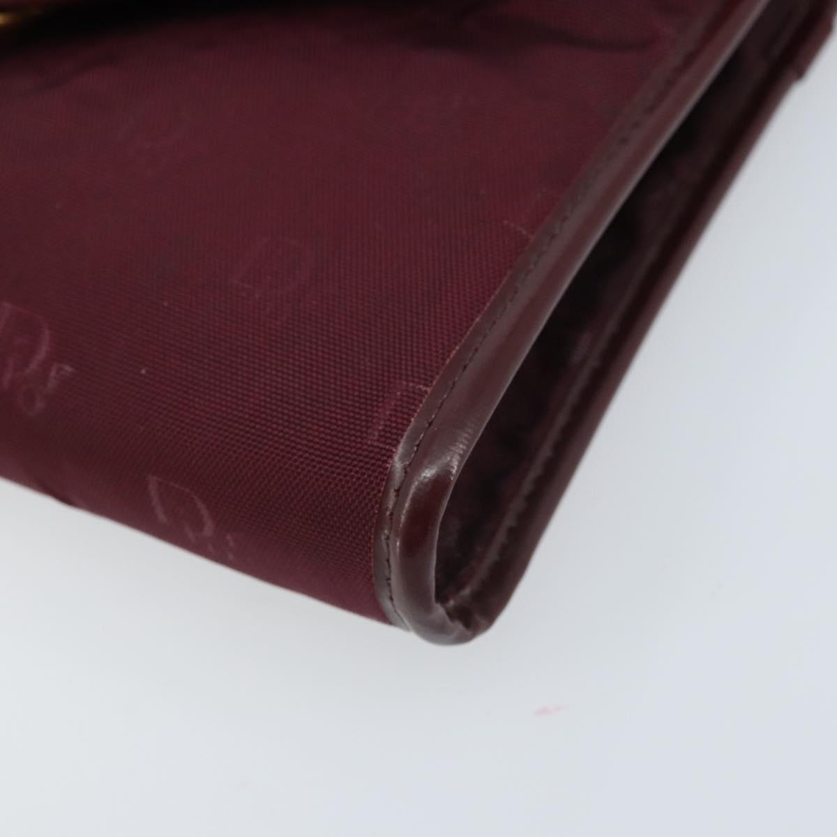 Christian Dior Chain Shoulder Bag Nylon Bordeaux Gold Auth ep13566