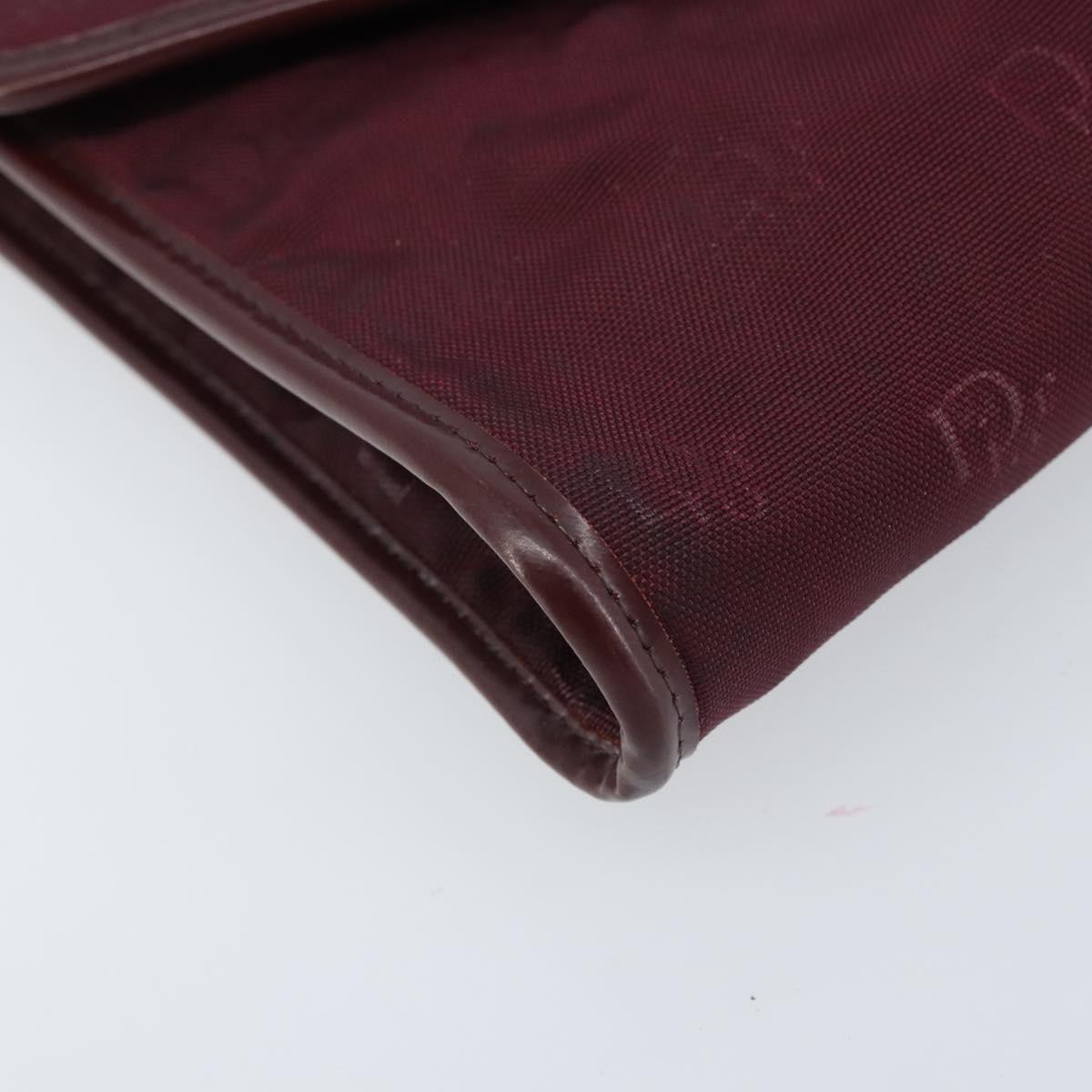 Christian Dior Chain Shoulder Bag Nylon Bordeaux Gold Auth ep13566