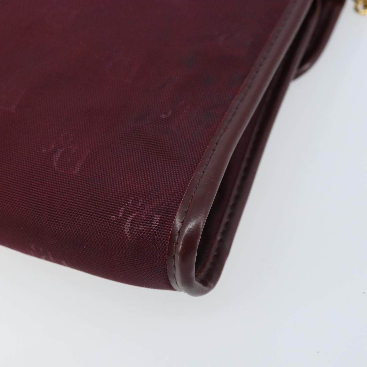 Christian Dior Chain Shoulder Bag Nylon Bordeaux Gold Auth ep13566