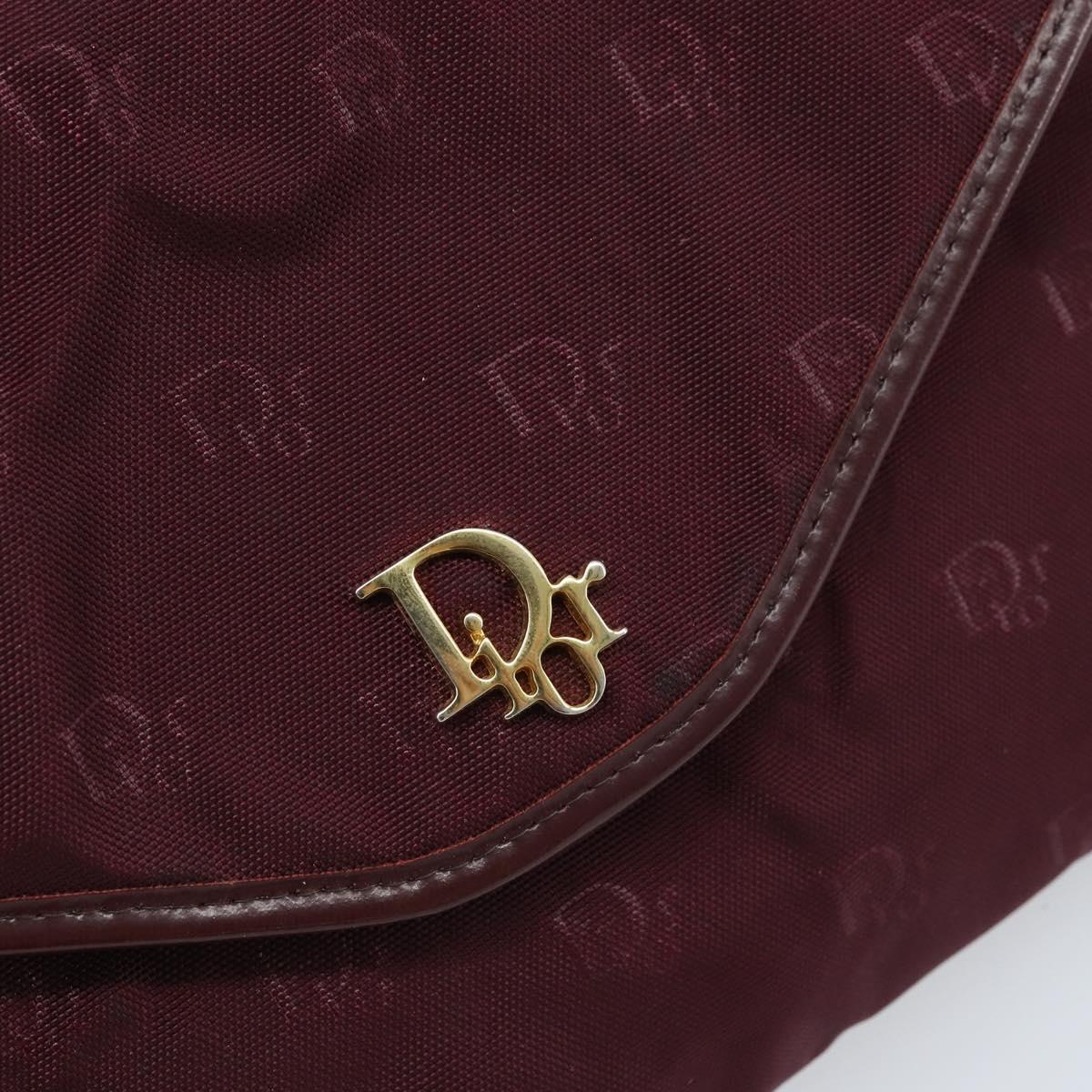 Christian Dior Chain Shoulder Bag Nylon Bordeaux Gold Auth ep13566