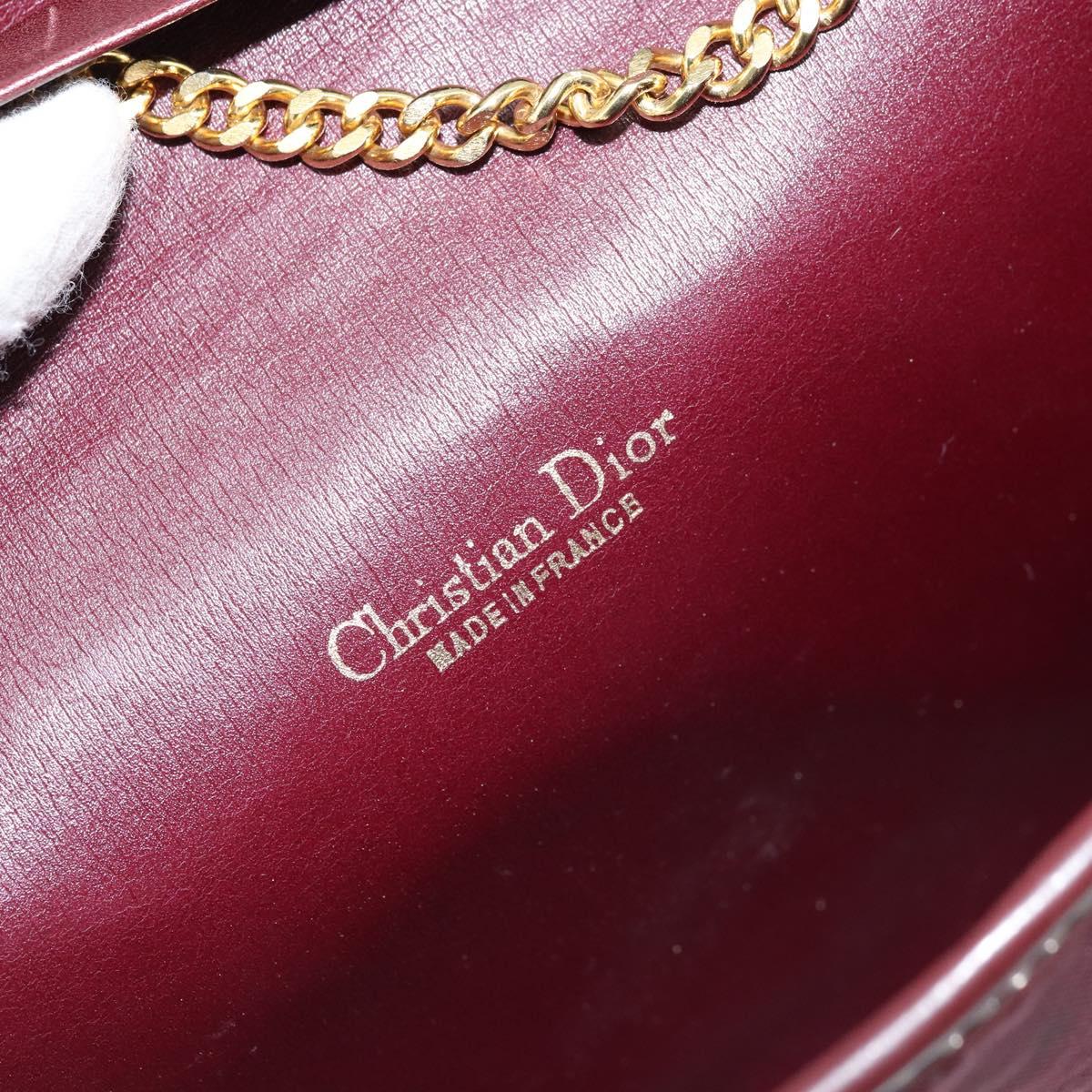 Christian Dior Chain Shoulder Bag Nylon Bordeaux Gold Auth ep13566