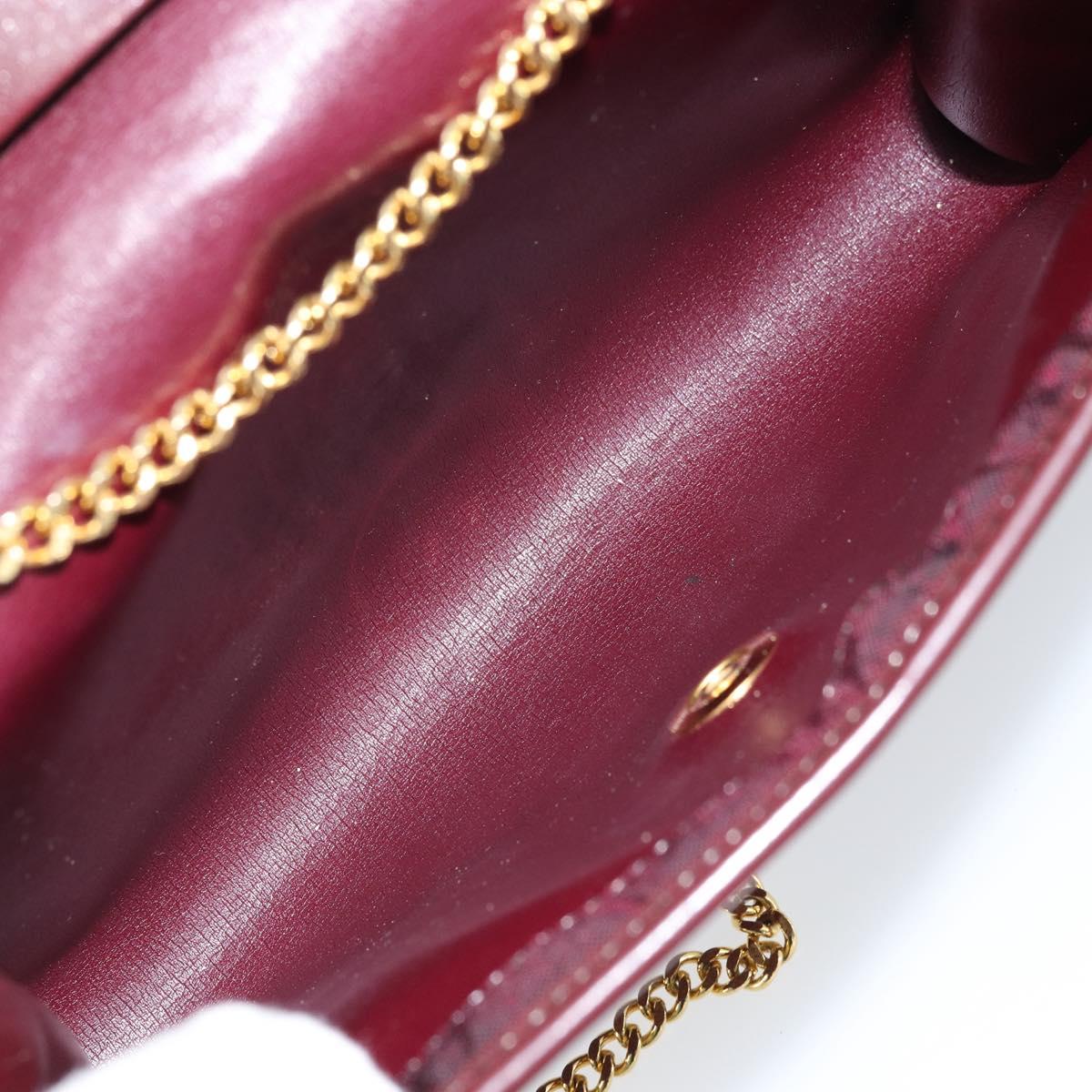Christian Dior Chain Shoulder Bag Nylon Bordeaux Gold Auth ep13566