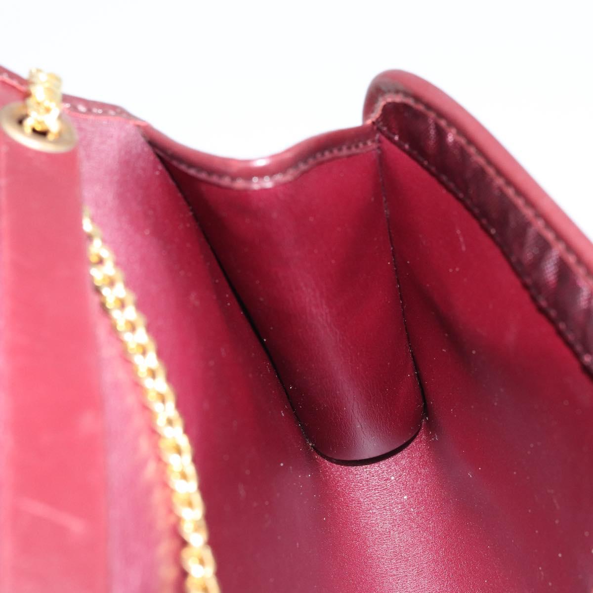 Christian Dior Chain Shoulder Bag Nylon Bordeaux Gold Auth ep13566