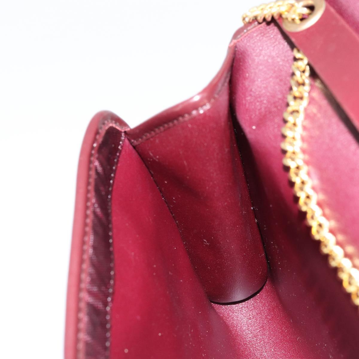Christian Dior Chain Shoulder Bag Nylon Bordeaux Gold Auth ep13566