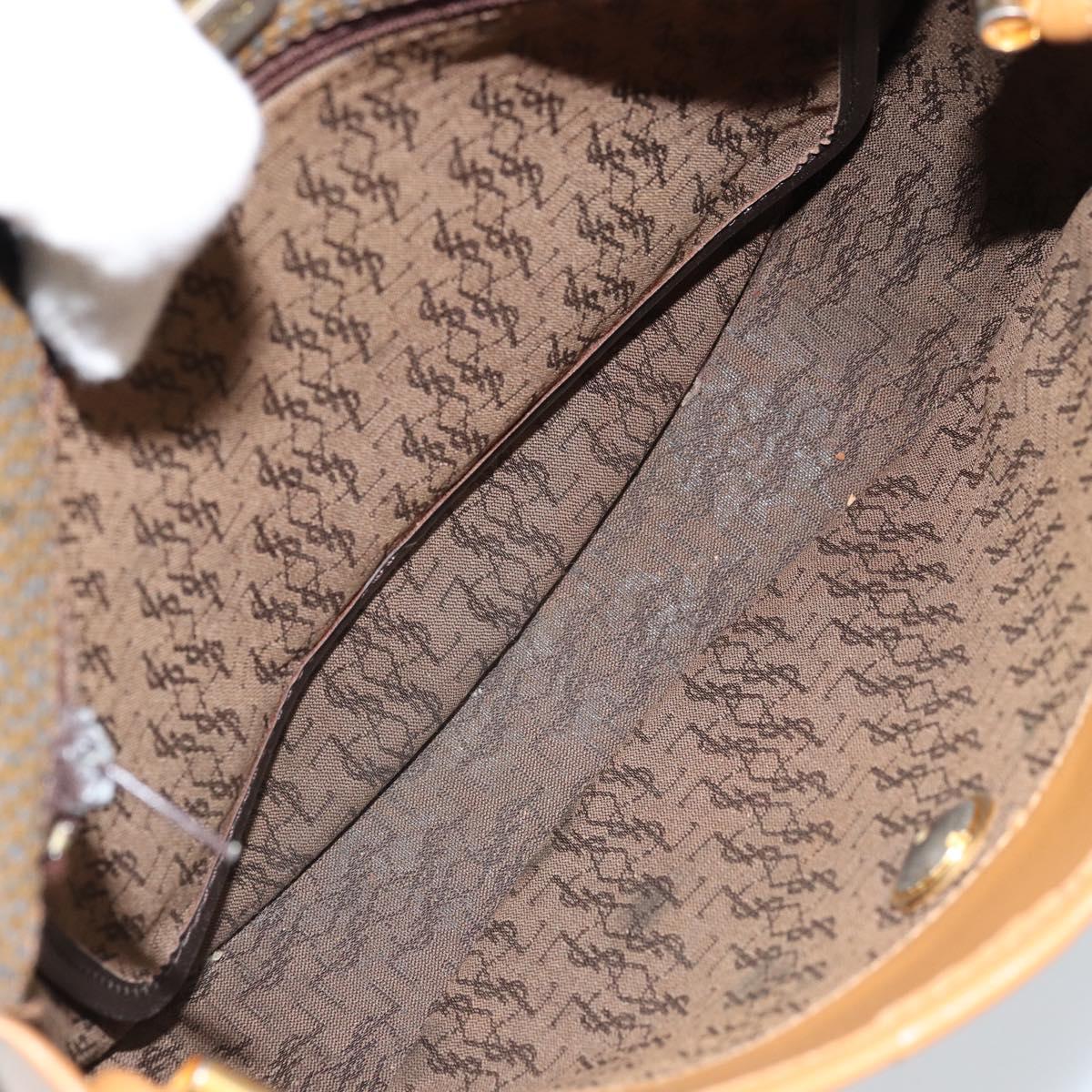 SAINT LAURENT Shoulder Bag PVC Canvas Beige Gold Auth ep13567