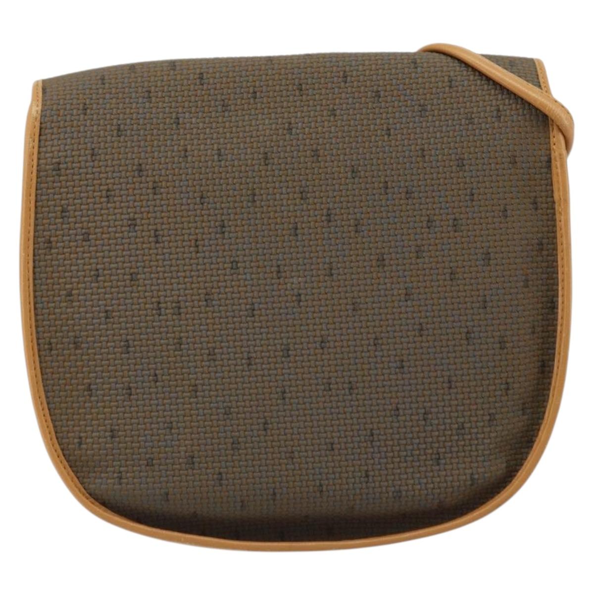 SAINT LAURENT Shoulder Bag PVC Canvas Beige Gold Auth ep13567