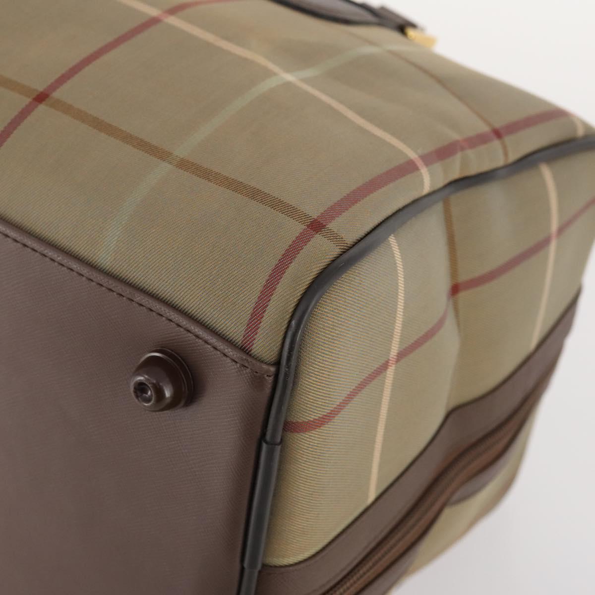 Burberrys Nova Check Boston Bag Canvas Leather Beige Gold Auth ep13568